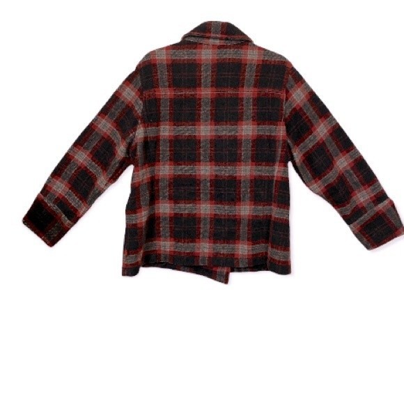 Vintage WoolRich Pea Coat Plaid Wool double breasted Burgundy Black gray size L - Picture 8 of 17